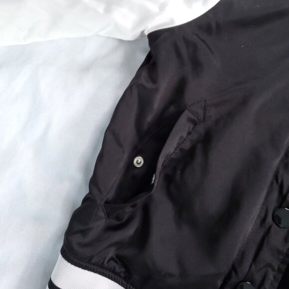 H&M Satin Bomber Varsity Jacket Black And White Inch56Inch Size 4 - Picture 6 of 14